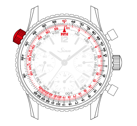 Sinn 903 with additional crown to operate the inner rotating bezel