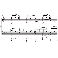 Ausschnitt aus einem Musiknotenblatt mit klassischer Notation zur Darstellung kultureller Förderung.