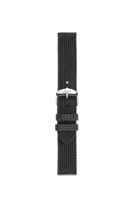 Schwarzes Textilarmband – Frontalansicht mit Band