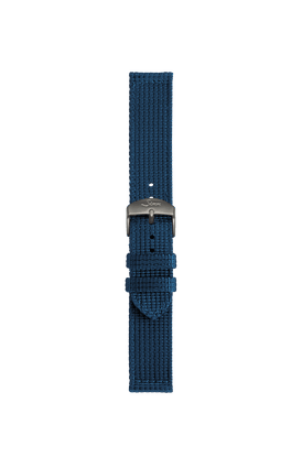 Bracelet en textile bleu – Vue de face avec bracelet