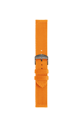 Oranges Textilarmband – Frontalansicht mit Band