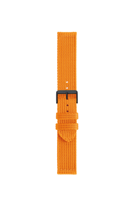Bracelet en textile orange – Vue de face avec bracelet