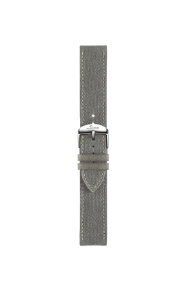 Graues Canvas-Alcantara-Armband – Frontalansicht mit Band