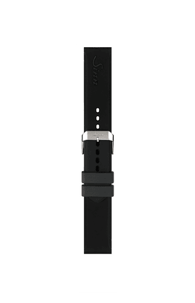 Bracelet en silicone noir avec boucle ardillon – Vue de face avec bracelet