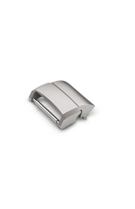 Bead-blasted stainless steel case adapter for DuoFlex diving strap system – Front view with strap