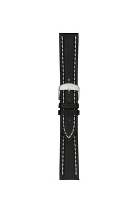 Black cowhide leather strap – Front view with strap