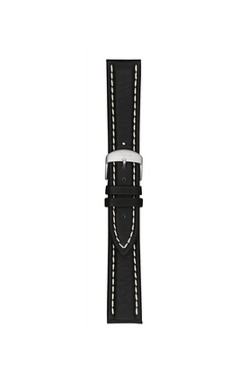 Black cowhide leather strap – Front view with strap