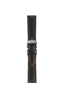 Black cowhide leather strap – Front view with strap