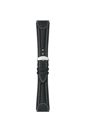 Bracelet en cuir de vachette noir intégré à la boîte – Vue de face avec bracelet