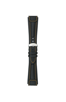 Black cowhide leather strap integrated in the case – Front view with strap