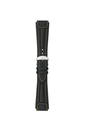 Black cowhide leather strap integrated in the case – Front view with strap