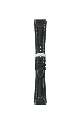Bracelet en cuir de vachette noir intégré à la boîte – Vue de face avec bracelet
