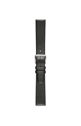 Schwarzes Kalbslederarmband – Frontalansicht mit Band