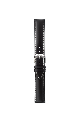 Black cowhide leather strap with Russia tanning – Front view with strap