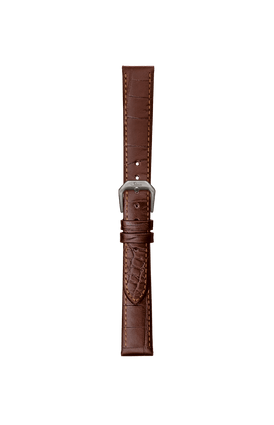Bracelet en cuir de vachette moka avec gaufrage en cuir d'alligator – Vue de face avec bracelet