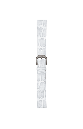 Bracelet en cuir de vachette blanc avec gaufrage en cuir d'alligator – Vue de face avec bracelet