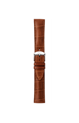 Cognac-coloured alligator leather strap – Front view with strap