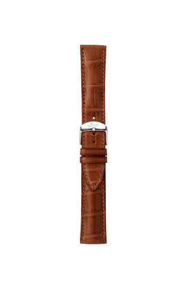 Cognac-coloured alligator leather strap – Front view with strap