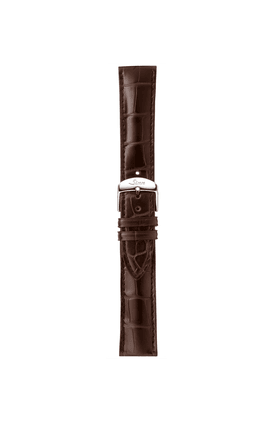 Mocha-coloured alligator leather strap – Front view with strap