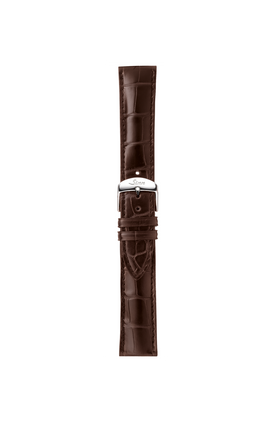 Mocha-coloured alligator leather strap – Front view with strap