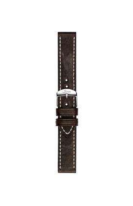 Bracelet en cuir de vachette brun foncé à l'aspect vintage – Vue de face avec bracelet