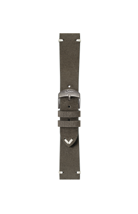 Grey Nubuck boar leather strap – Front view with strap