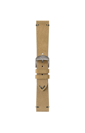 Sand-coloured Nubuck boar leather strap – Front view with strap