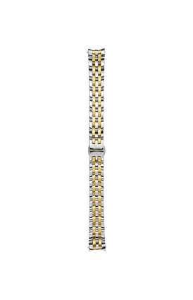 Bracelet massif en acier inoxydable polie avec éléments de bracelet plaqués or – Vue de face avec bracelet