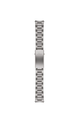 Bracelet massif en acier inoxydable microbillé avec réglage fin de la longueur du bracelet – Vue de face avec bracelet