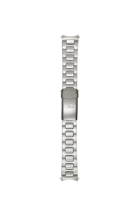Bracelet massif en acier inoxydable microbillé avec boucle déployante de sécurité – Vue de face avec bracelet