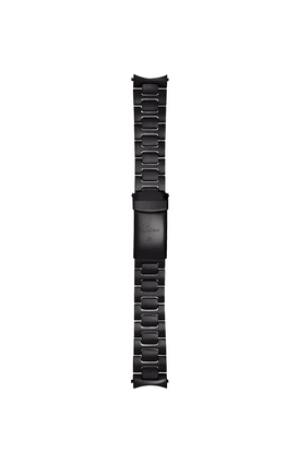 Bracelet massif en acier inoxydable microbillé avec Revêtement Anti-éraflure Noir et boucle déployante de sécurité – Vue de face avec bracelet