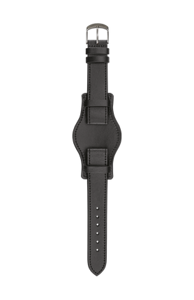 Schwarzes Rindslederarmband mit Lederunterlage