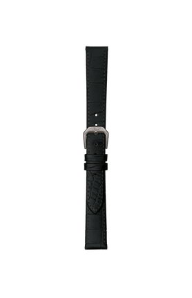 Bracelet en cuir de vachette noir avec gaufrage en cuir d'alligator