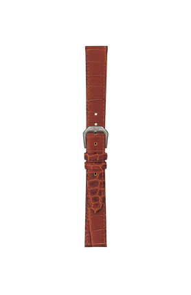 Bracelet en cuir de vachette couleur cognac avec gaufrage en cuir d'alligator