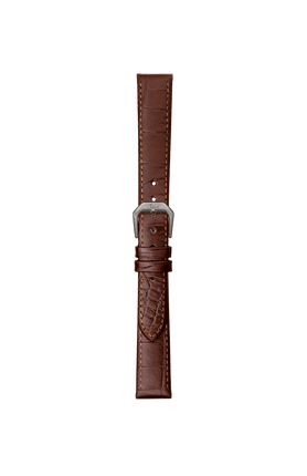 Bracelet en cuir de vachette moka avec gaufrage en cuir d'alligator