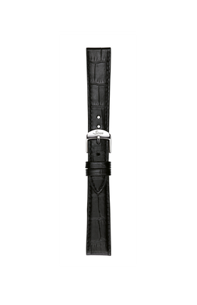 Black cowhide leather strap with alligator leather embossing