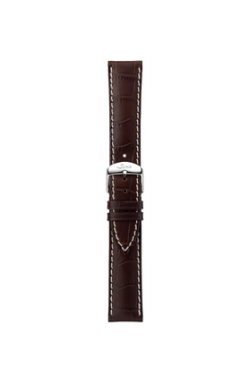 Mocha-coloured cowhide leather strap with alligator leather embossing