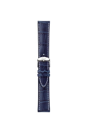 Blue cowhide leather strap with alligator leather embossing