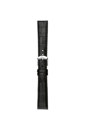 Schwarzes Rindslederarmband mit Alligatorlederprägung