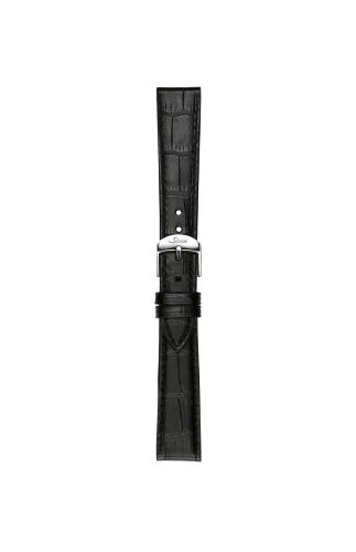 Black cowhide leather strap with alligator leather embossing